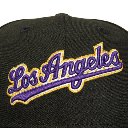 New Era 59Fifty Los Angeles Dodgers 60th Anniversary Script Patch Hat - Black, Purple, Metallic Gold